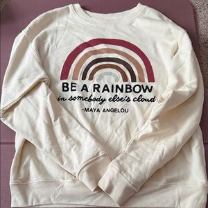 Cream Sweatshirt with Rainbow Design